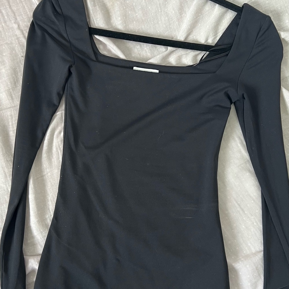 Aritzia Black Square Neck Top